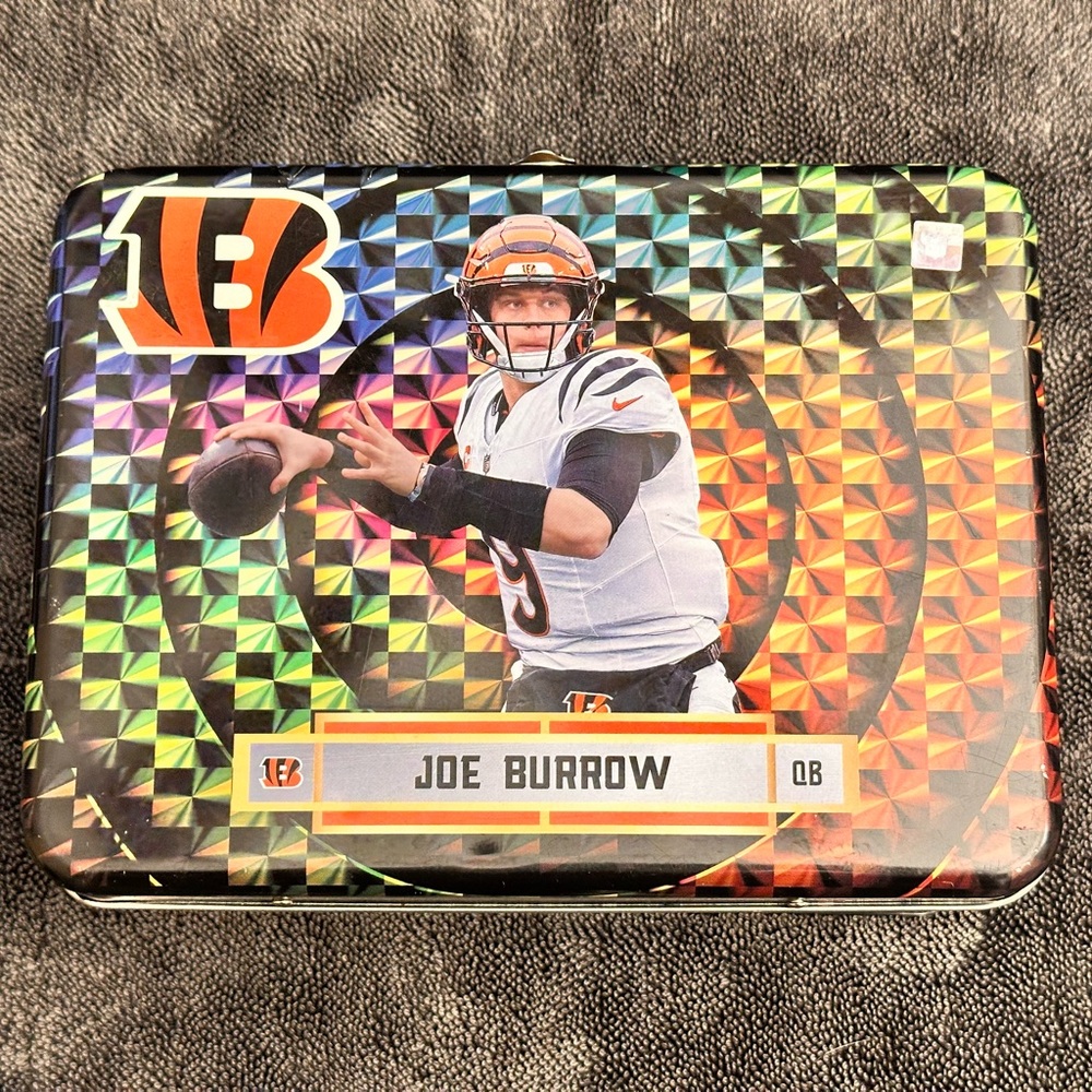 2025 Panini Revolution Trading Cards JOE BURROW Lunch Box Tin EMPTY
